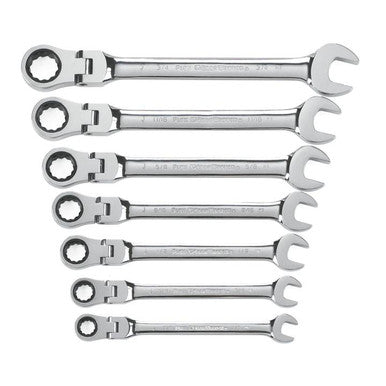 Gearwrench 9700 7 Piece 72-Tooth 12 Point Flex Head Ratcheting Combination SAE Wrench Set
