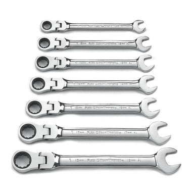 Gearwrench 9900D 7 Piece 72-Tooth 12 Point Flex Head Ratcheting Combination Metric Wrench Set