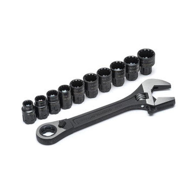Crescent Tools CPTAW8 11 Piece Pass-Thru™ X6™ Black Oxide Adjustable Wrench and Spline Socket Set