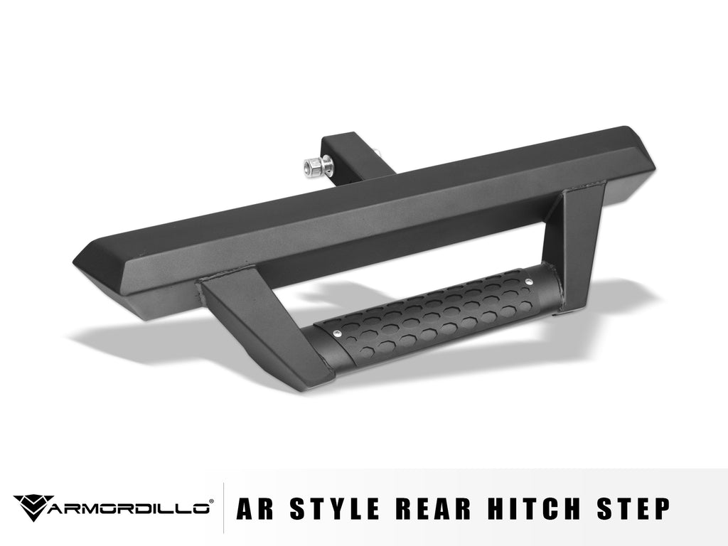 Armordillo 7180321 Armordillo 2" Receiver AR Style Rear Hitch Step - Black for Select Chevrolet Silverado 1500, Chevrolet Silverado 2500, Chevrolet Silverado HD, Chevrolet Silverado 3500, Chevrolet Silverado HD, Chevrolet Suburban, Chevrolet Suburban