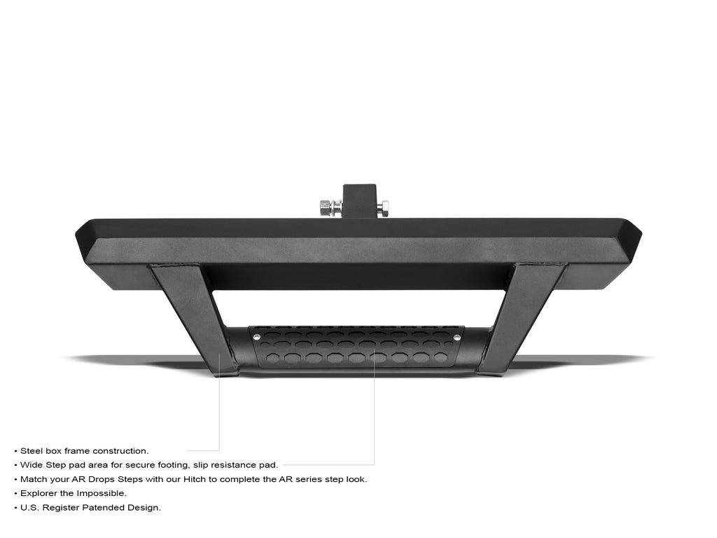 Armordillo 7180321 Armordillo 2" Receiver AR Style Rear Hitch Step - Black for Select Chevrolet Silverado 1500, Chevrolet Silverado 2500, Chevrolet Silverado HD, Chevrolet Silverado 3500, Chevrolet Silverado HD, Chevrolet Suburban, Chevrolet Suburban