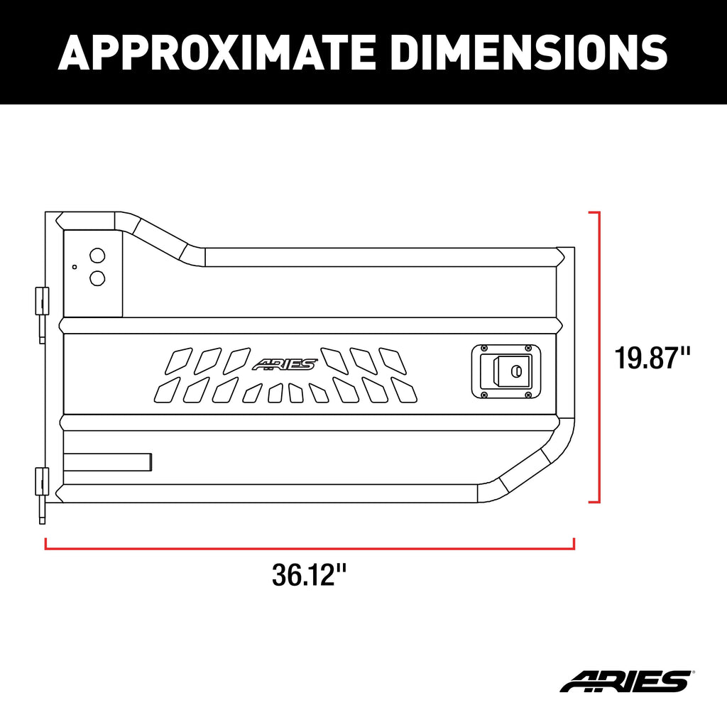 ARIES AR15009 Jeep Wrangler JK Aluminum Front Tube Doors for Select Jeep Wrangler