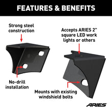 Load image into Gallery viewer, ARIES AR15800 Jeep Wrangler JK Windshield Light Brackets for Select Jeep Wrangler