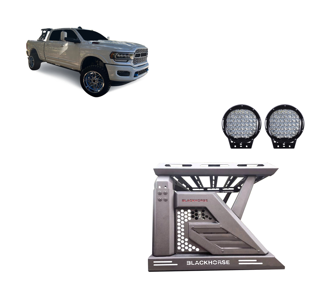 Black Horse Off Road AR2-01BA1-PL69B Armour II Roll Bar W/Basket Kit for Select Chevrolet Silverado 1500, Ford F-150, GMC Sierra 1500, Ram 1500, Toyota Tundra