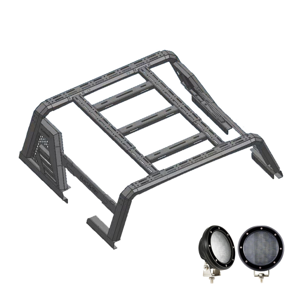 Black Horse Off Road AR2-01BOV1-PLFB Armour II Roll Bar W/ Armour II Overland Kit for Select Chevrolet Silverado 1500, Ford F-150, GMC Sierra 1500, Ram 1500, Toyota Tundra