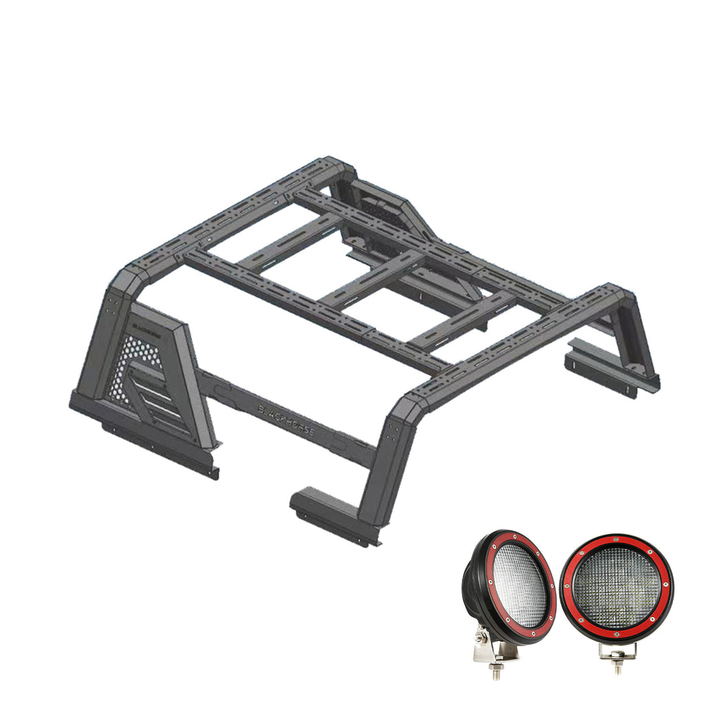 Black Horse Off Road AR2-01BOV1-PLFR Armour II Roll Bar W/ Armour II Overland Kit for Select Chevrolet Silverado 1500, Ford F-150, GMC Sierra 1500, Ram 1500, Toyota Tundra