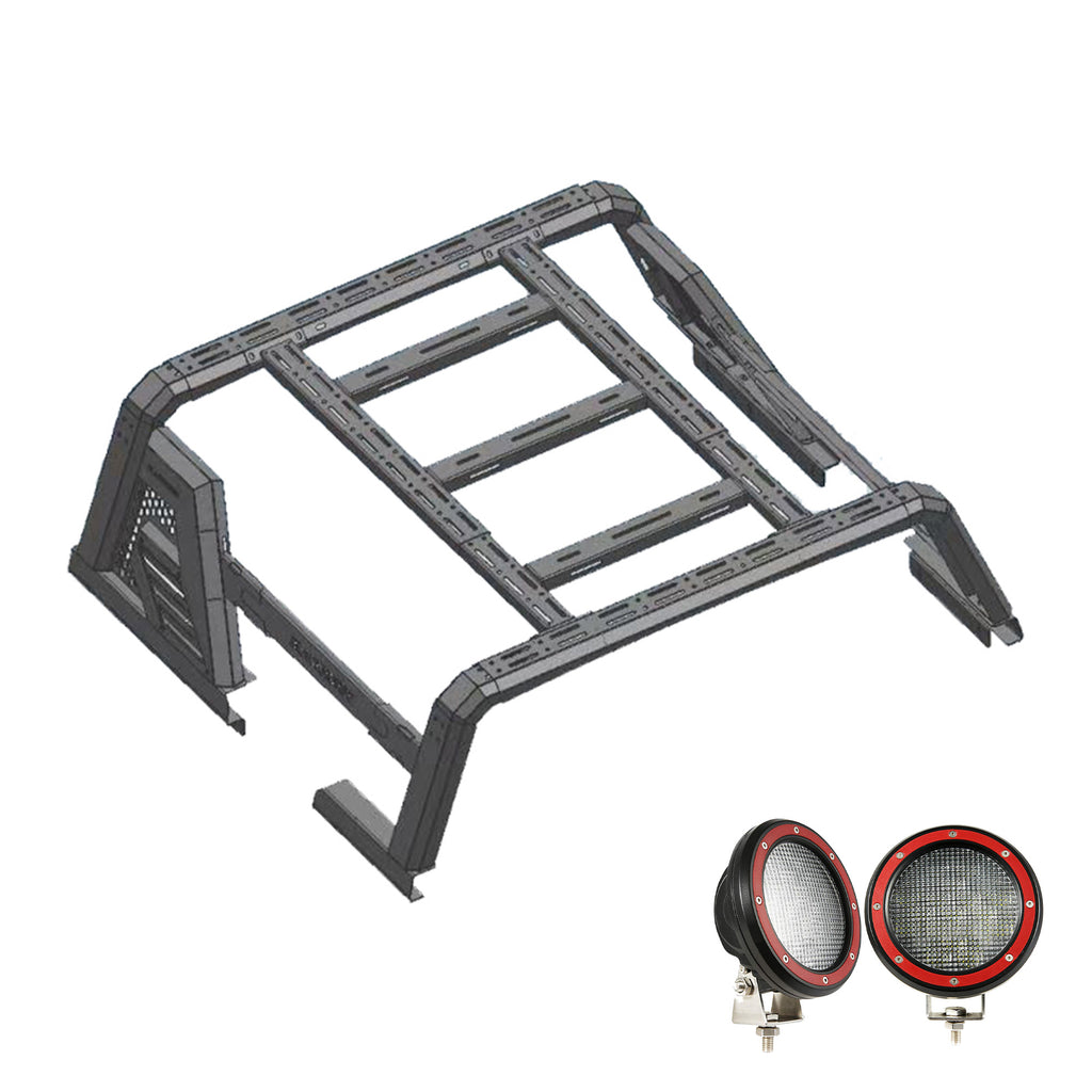Black Horse Off Road AR2-01BOV1-PLFR Armour II Roll Bar W/ Armour II Overland Kit for Select Chevrolet Silverado 1500, Ford F-150, GMC Sierra 1500, Ram 1500, Toyota Tundra