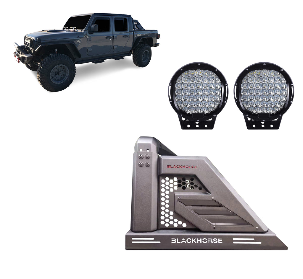 Black Horse Off Road AR2-09B-PL69B Armour II Roll Bar Kit for Select Jeep Gladiator