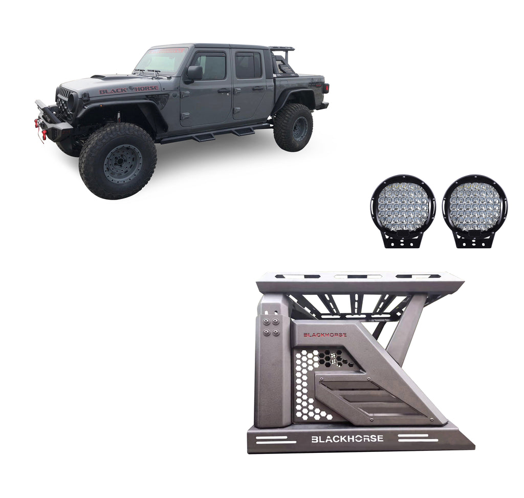 Black Horse Off Road AR2-09BA3-PL69B Armour II Roll Bar W/Basket Kit for Select Jeep Gladiator