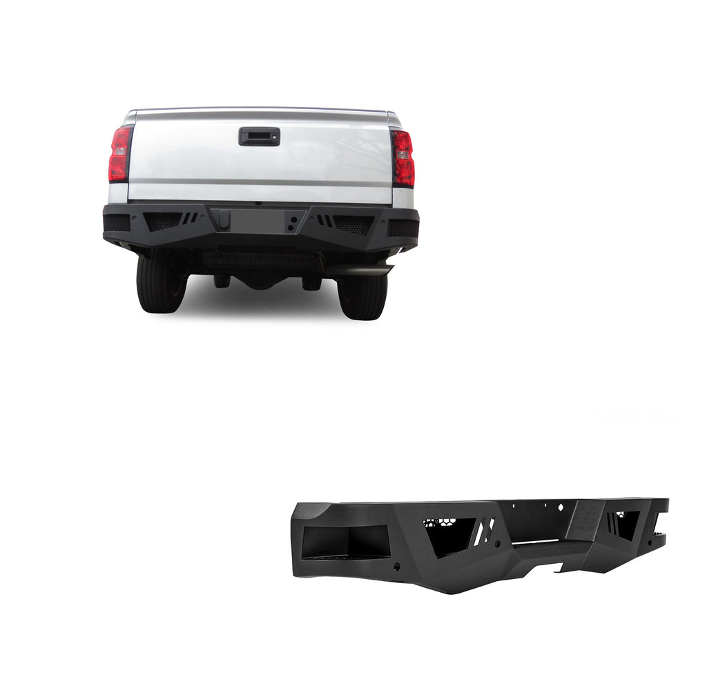 Black Horse Off Road ARB-SI16 Armour Heavy Duty Rear Bumper for Select Chevrolet Silverado 1500, Chevrolet Silverado LD, GMC Sierra 1500, GMC Sierra Limited