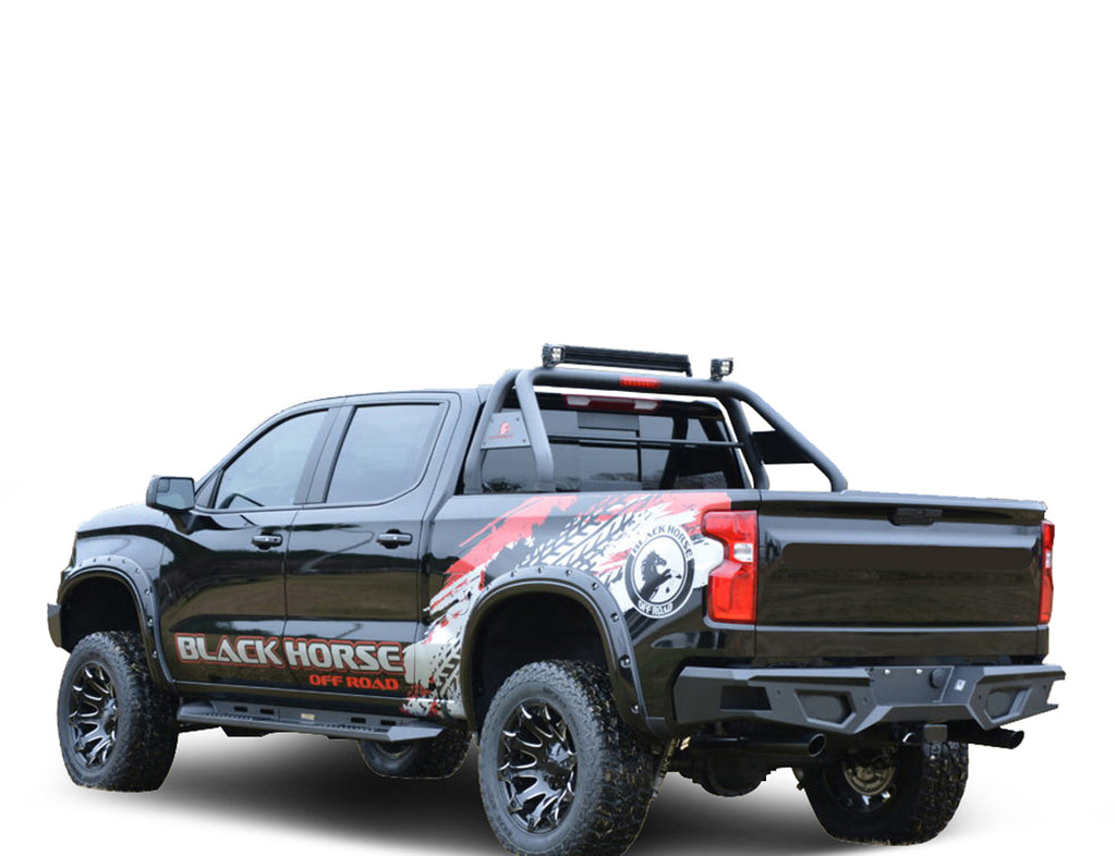 Black Horse Off Road ARB-SI25-20 Armour Heavy Duty Rear Bumper for Select Chevrolet Silverado LTD, Chevrolet Silverado HD, Chevrolet Silverado HD, GMC Sierra 1500, GMC Sierra Limited