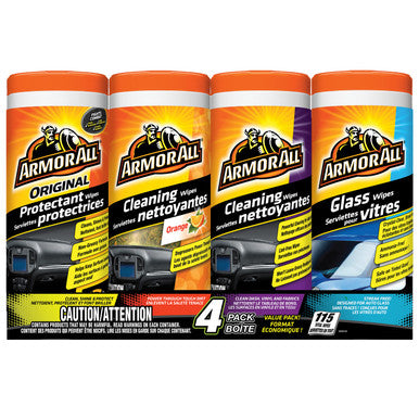 Armor All 10881C Protectant, Glass, Air Freshening Orange Cleaning Wipes and Original Cleaning Wipes, 4-Pack