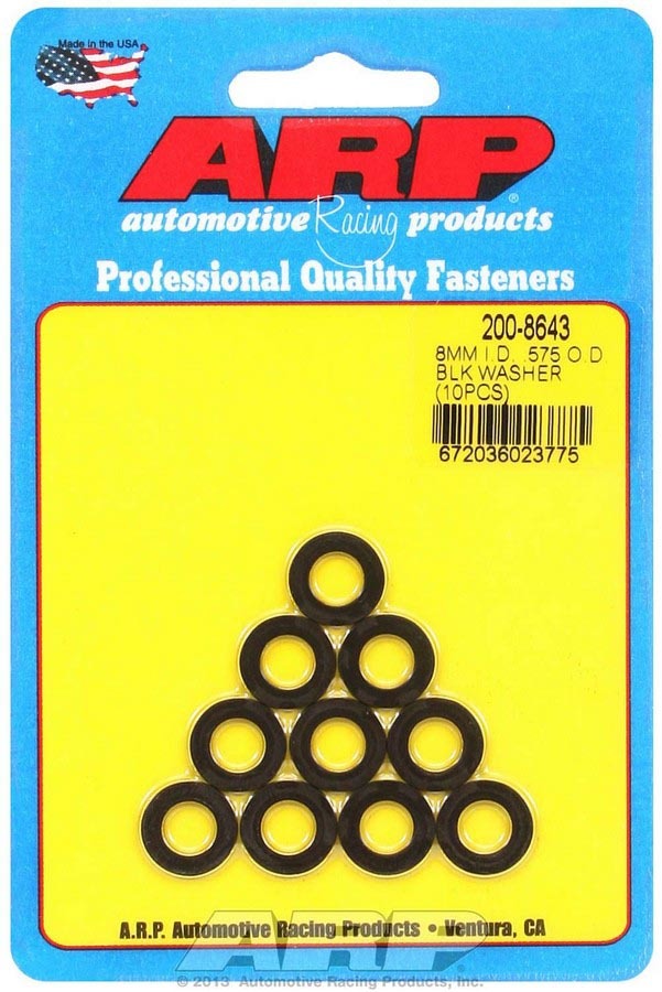 ARP 200-8643 Black Washers - 8mm ID x .575 OD (10)