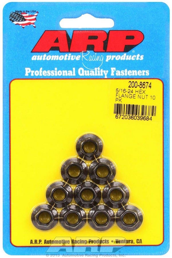 ARP 200-8674 Hex Nut Kit w/Flange 5/16-24 (10pk)