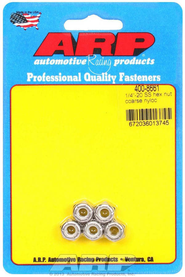 ARP 400-8661 S/S Hex Nyloc Nuts 1/4-20 (5)
