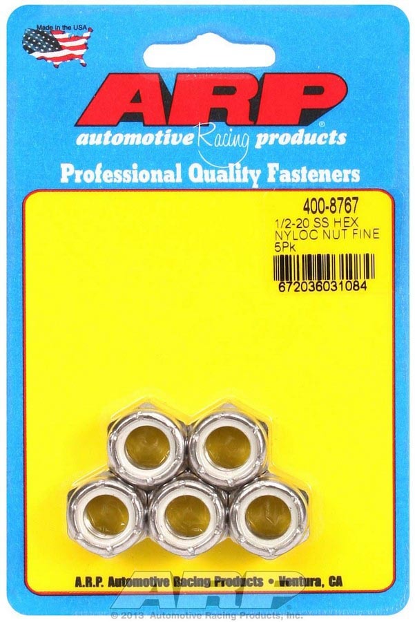 ARP 400-8767 S/S 6pt. Fine Nyloc Nuts - 1/2-20 (5)