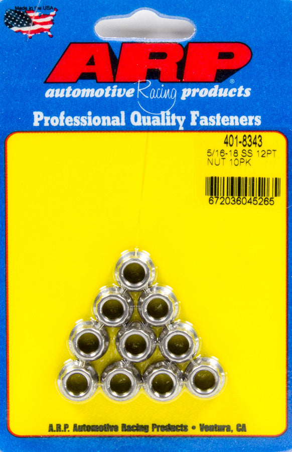 ARP 401-8343 S/S 12pt. Nut - 5/16-18 10pk