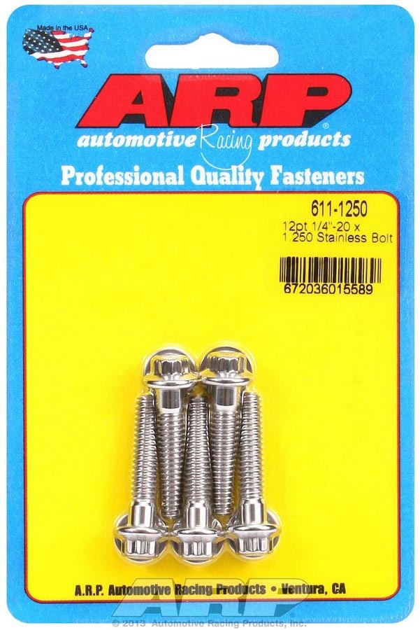 ARP 611-1250 S/S Bolt Kit - 12pt. (5) 1/4-20 x 1.250