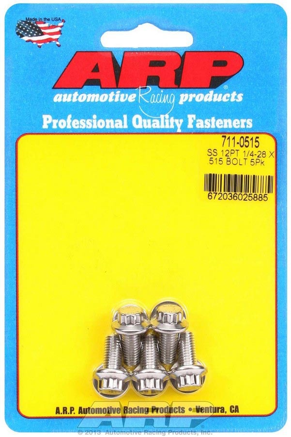 ARP 711-0515 S/S Bolt Kit - 12pt. (5) 1/4-28 x .515