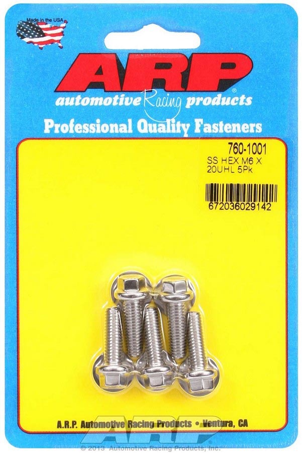 ARP 760-1001 S/S Bolt Kit - 6pt. (5) 6mm x 1.00 x 20mm