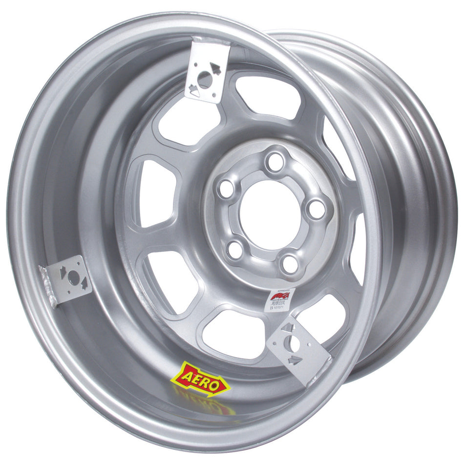 AERO RACE WHEELS 52-085020T3 15x8 2in 5.00 Silver w/ 3 Tabs for Mudcover