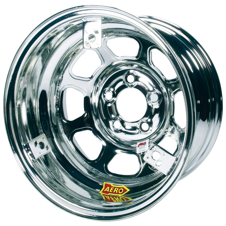 AERO RACE WHEELS 52-285030T3 15X8 3in 5.00 Chrome w/ 3 Tabs for Mudcover