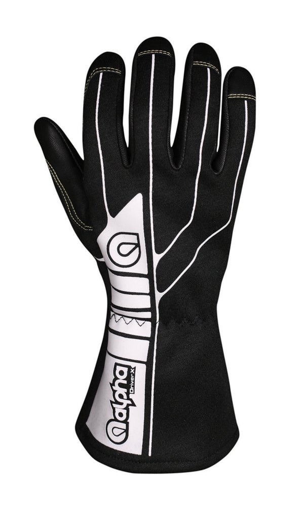 ALPHA GLOVES AGD1-01-M Glove Driver X Black Medium SFI 3.3/1