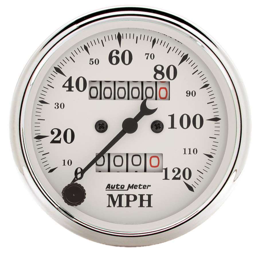 AUTOMETER 1693 Old Tyme White 3 1/8in 120MPH Mech. Speedo