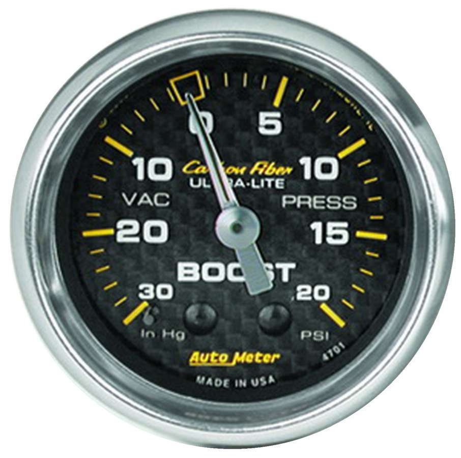 AUTOMETER 4701 2-1/16in C/F Boost Gauge 30in HG/20psi