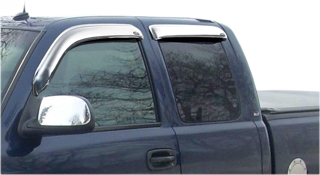 Auto Ventshade AVS 684044 Ventvisor Deflector; Chrome; Outside Mount; 4 pc. for Select Chevrolet Silverado 1500, Chevrolet Silverado Classic, Chevrolet Silverado 2500, Chevrolet Silverado HD, Chevrolet Silverado HD Classic, Chevrolet Silverado 3500, GMC