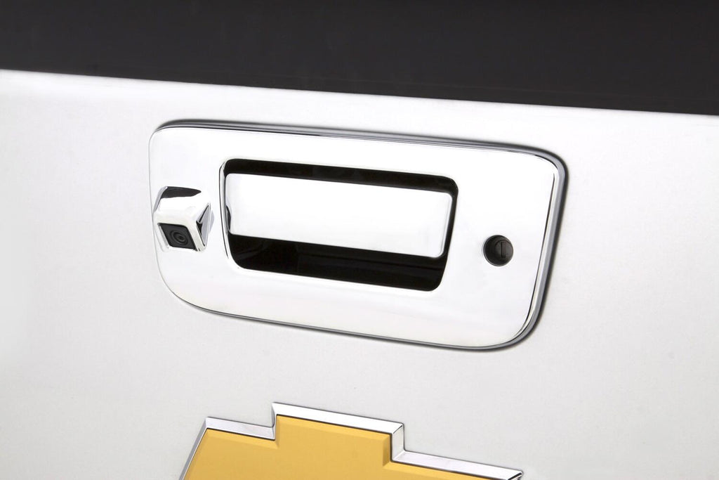 Auto Ventshade AVS 686563 Chrome Tailgate Handle Cover; w/Back Up Camera And Keyhole