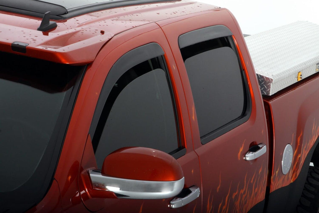 Auto Ventshade AVS 894007 Ventvisor Deflector; Smoke; Low Profile; Outside Mount; 4 pc. for Select Chevrolet Avalanche, Chevrolet Silverado 1500, Chevrolet Silverado HD, Chevrolet Silverado HD, Chevrolet Suburban 1500, Chevrolet Suburban 2500, GMC Sierra