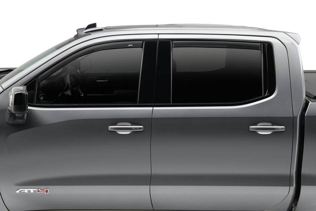 Auto Ventshade AVS 894075 Ventvisor Deflector; Smoke; Low Profile; Outside Mount; 4 pc. for Select Chevrolet Silverado 1500, Chevrolet Silverado LTD, Chevrolet Silverado HD, Chevrolet Silverado HD, GMC Sierra 1500, GMC Sierra HD, GMC Sierra HD