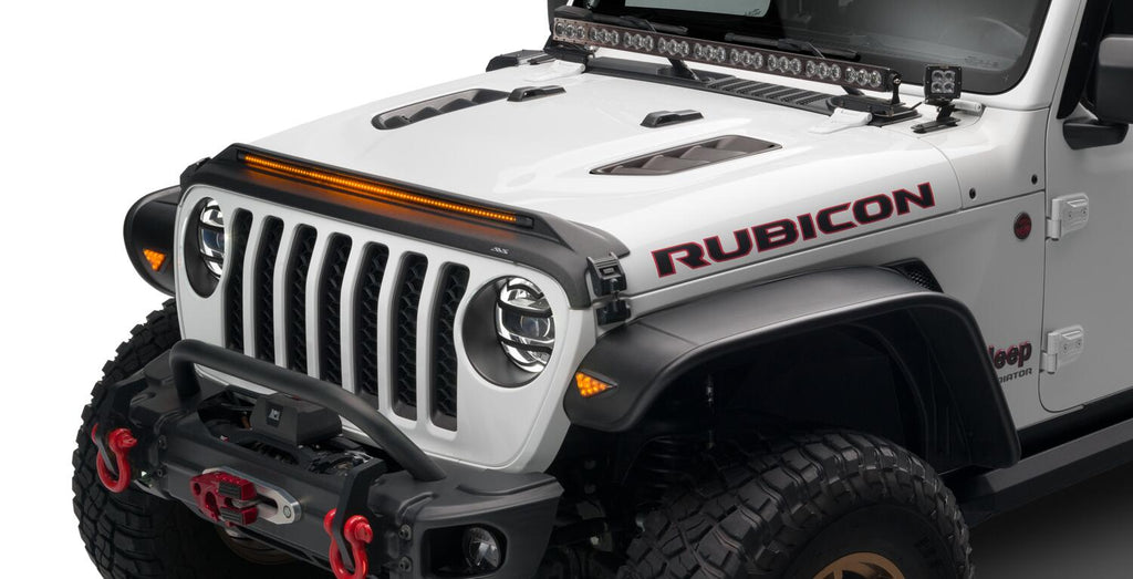Auto Ventshade AVS 753156 Aeroskin LightShield Hood Shield; Black for Select Jeep Gladiator, Jeep Wrangler