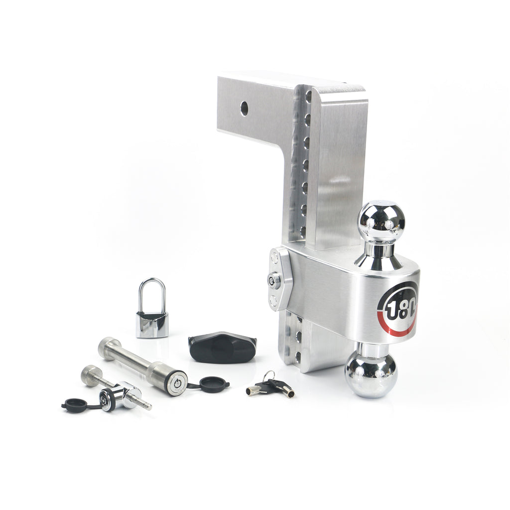 Adjustable-180-Hitch-W-Chrome-Tow-Balls---10-Drop-For-3-Receiver-W-Lockset