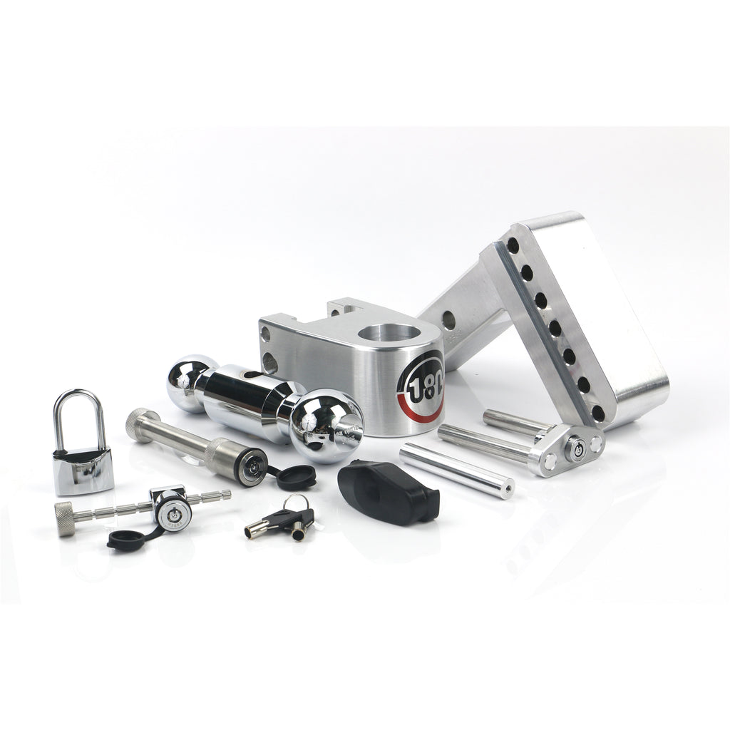 Adjustable-180-Hitch-W-Chrome-Tow-Balls---4-Drop-For-2-Receiver---W-Lockset