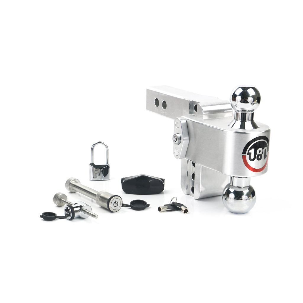 Adjustable-180-Hitch-W-Chrome-Tow-Balls---4-Drop-For-2-Receiver---W-Lockset