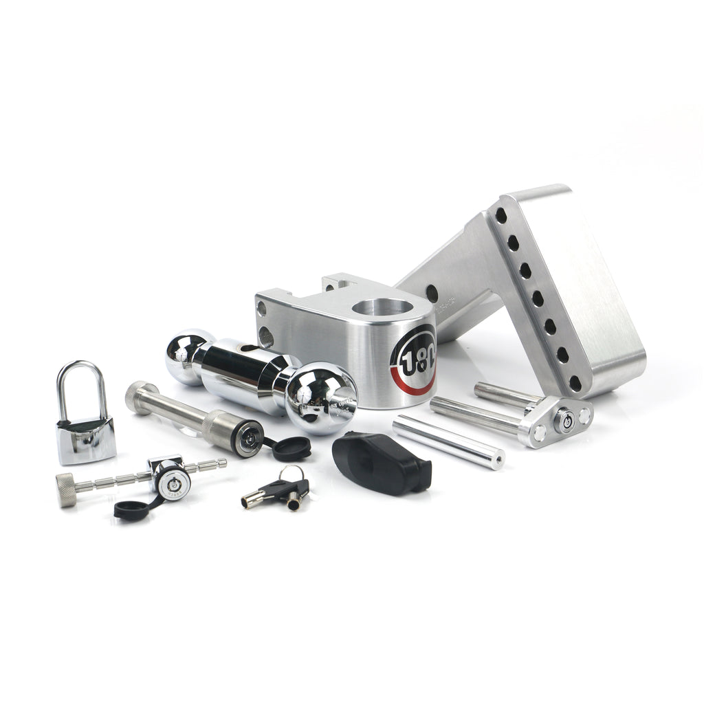 Adjustable-180-Hitch-W-Chrome-Tow-Balls---4-Drop-For-2.5-Receiver-W-Lockset