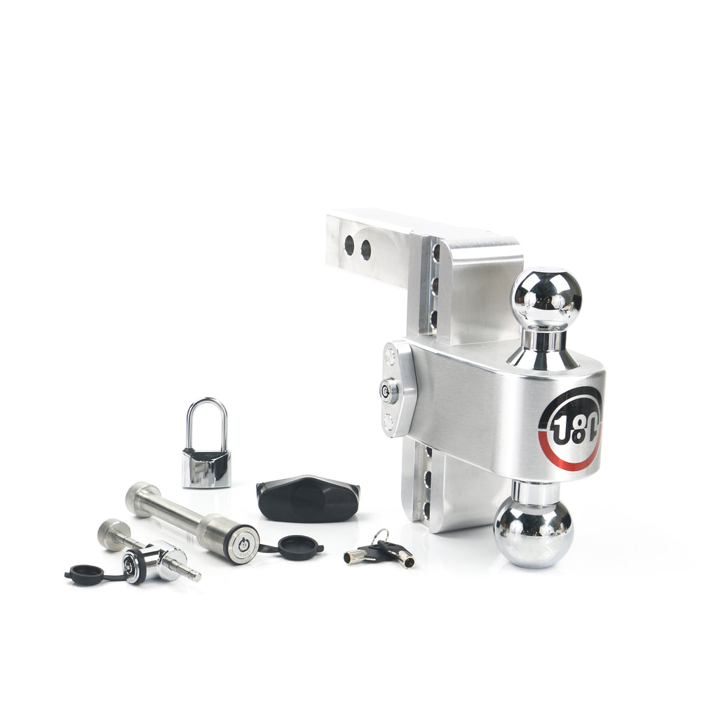 Adjustable-180-Hitch-W-Chrome-Tow-Balls---6-Drop-For-2-Receiver---W-Lockset