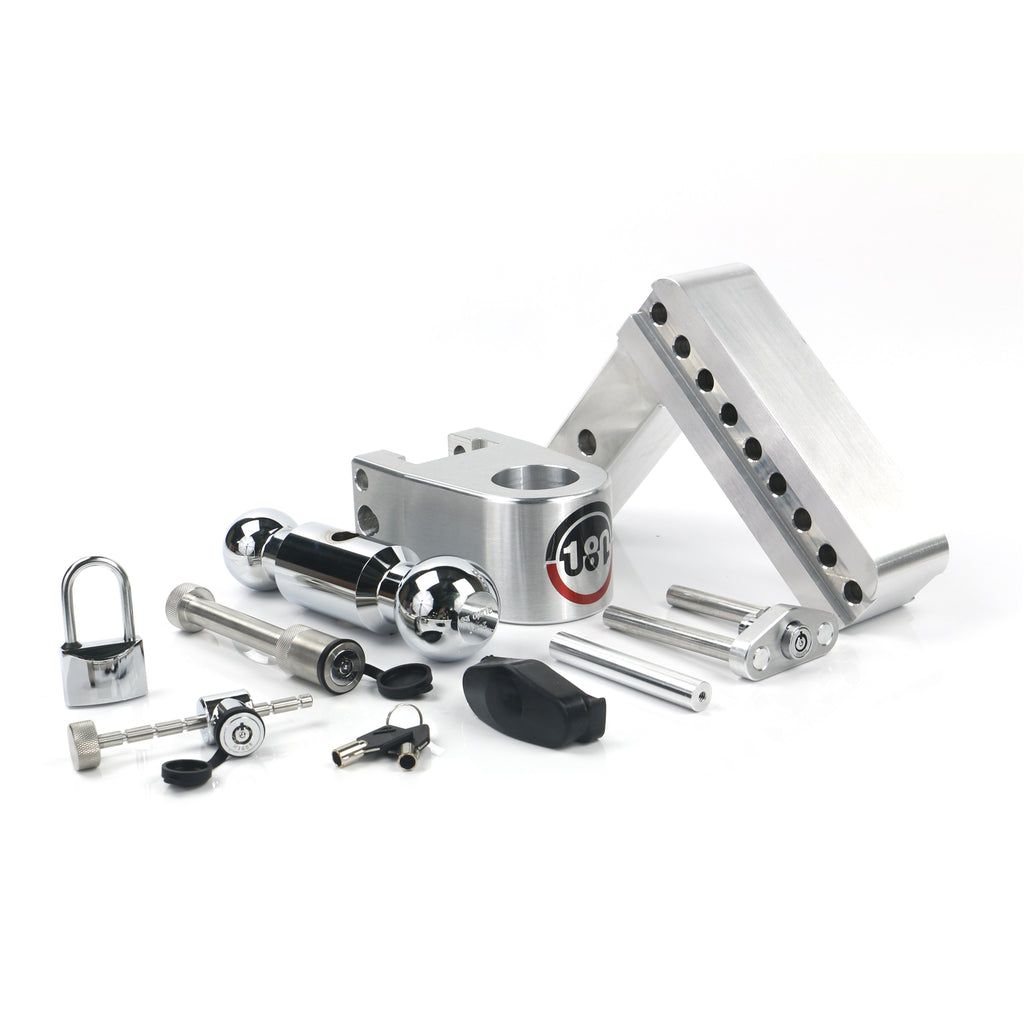 Adjustable-180-Hitch-W-Chrome-Tow-Balls---6-Drop-For-2-Receiver---W-Lockset