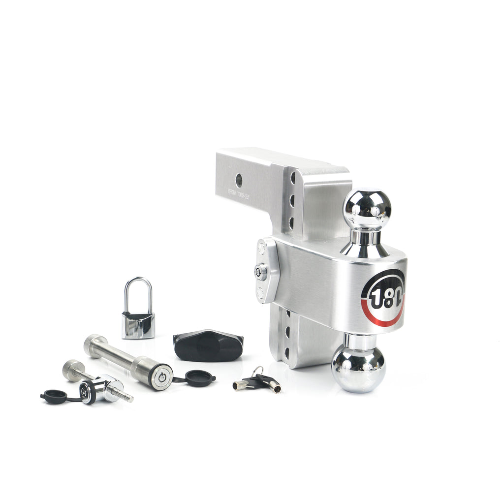 Adjustable-180-Hitch-W-Chrome-Tow-Balls---6-Drop-For-2.5-Receiver-W-Lockset