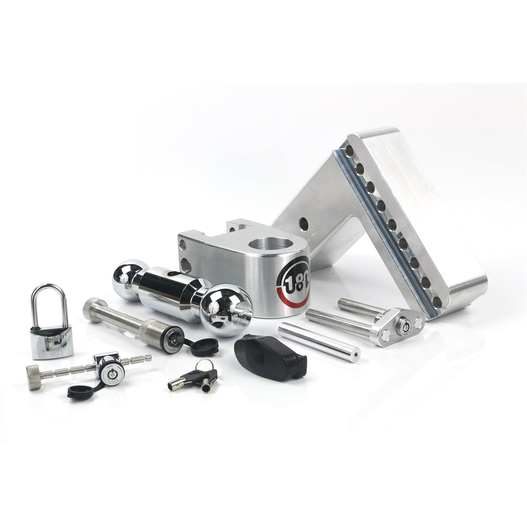 Adjustable-180-Hitch-W-Chrome-Tow-Balls---6-Drop-For-3-Receiver-W-Lockset