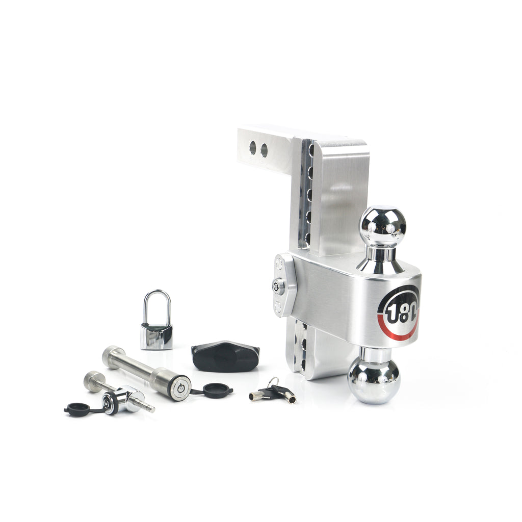 Adjustable-180-Hitch-W-Chrome-Tow-Balls---8-Drop-For-2-Receiver---W-Lockset