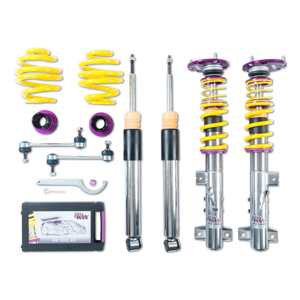Adjustable-Coilovers,-Aluminum-Top-Mounts,-Independent-Compression-And-Rebound