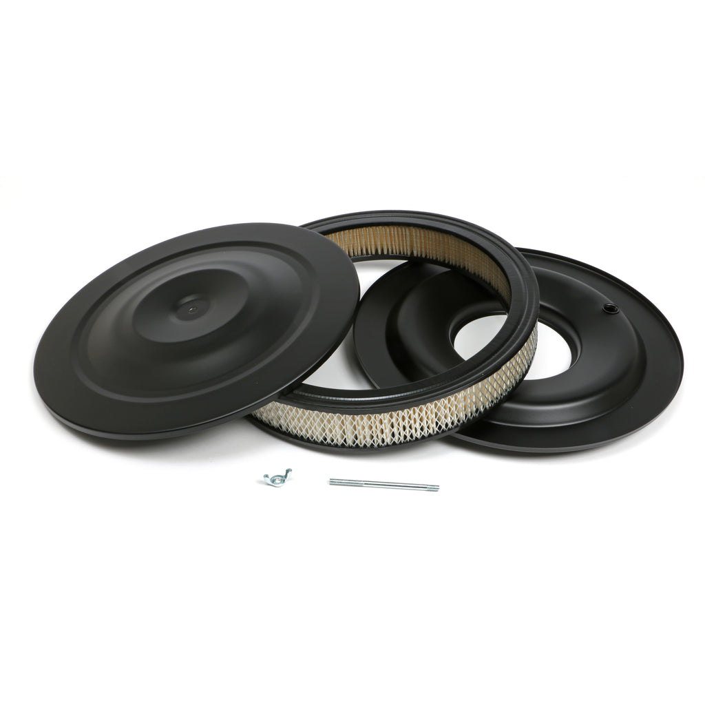 Air-Cleaner---Flat-Base--14-In.-X-3-In.-Filter---Powder-Coat-Asphalt-Black