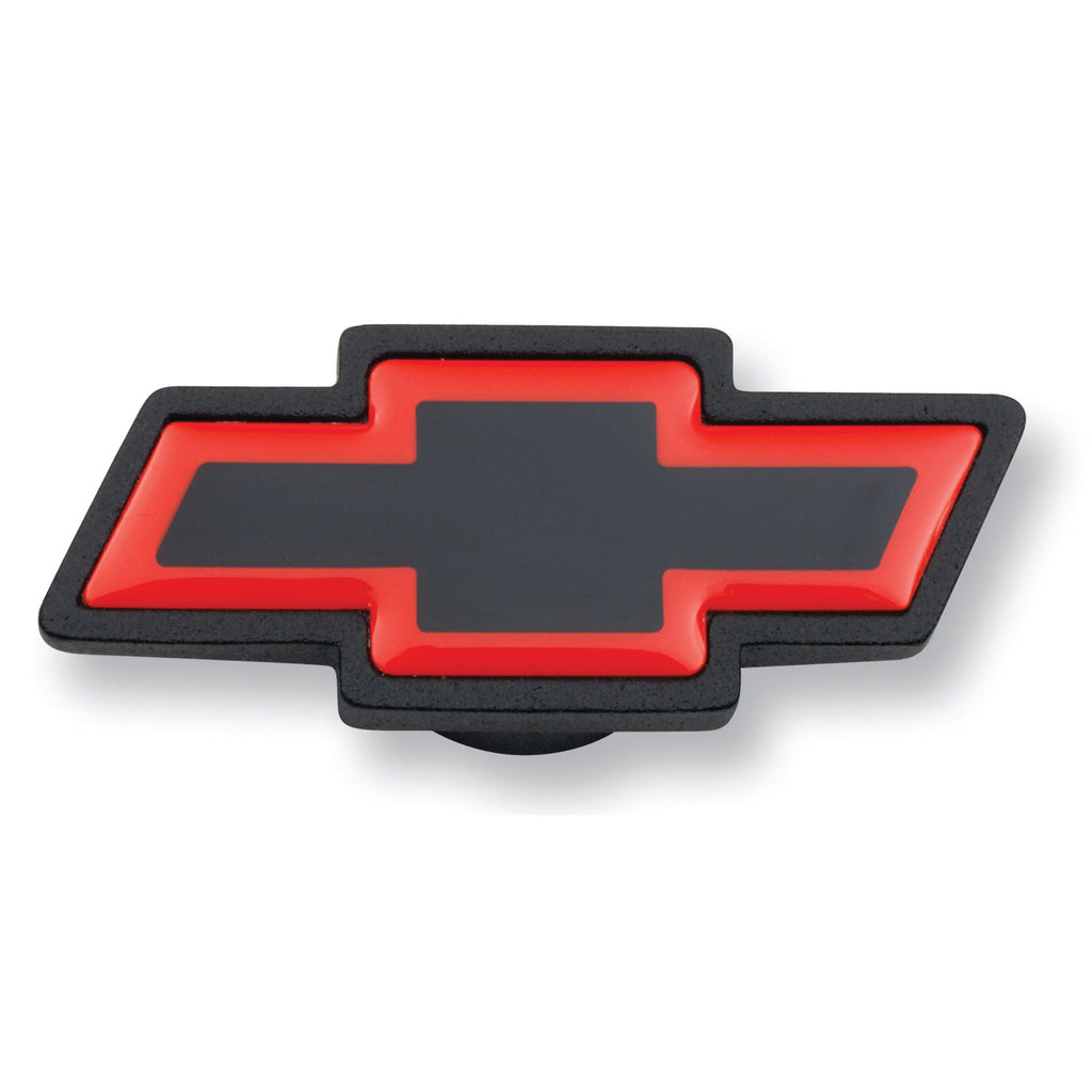 Air-Cleaner-Center-Nut;-Large-Chevy-Bowtie-Style;-Black-Crinkle-W-Red-Outline