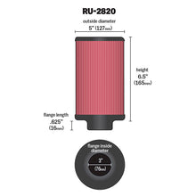 Load image into Gallery viewer, Air-Filter-Various-Makes-And-Models;-Round-Straight-Universal-Air-Filter;-3-Inch-Outside-Flange;-6.5-Inch-Height;-5-Inch-Outside-Diameter;-Rubber