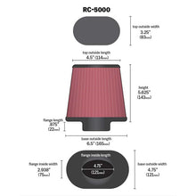 Load image into Gallery viewer, Air-Filter;-Universal-Air-Filter;-Base-Outside-Length-6.5-Inches;-Base-Uutside-Width-4.75-Inches;-Flange-Length-0.875-Inches;-Centered-Flange;-Height-5.625-Inches;-Top-Finish-Chrome