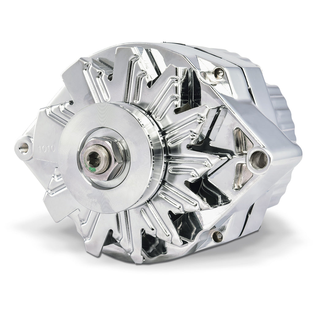 Alternator;-120-Amp;-Gm-1-Wire-Style;-Machined-Pulley;-Chrome-Finish;-100-New