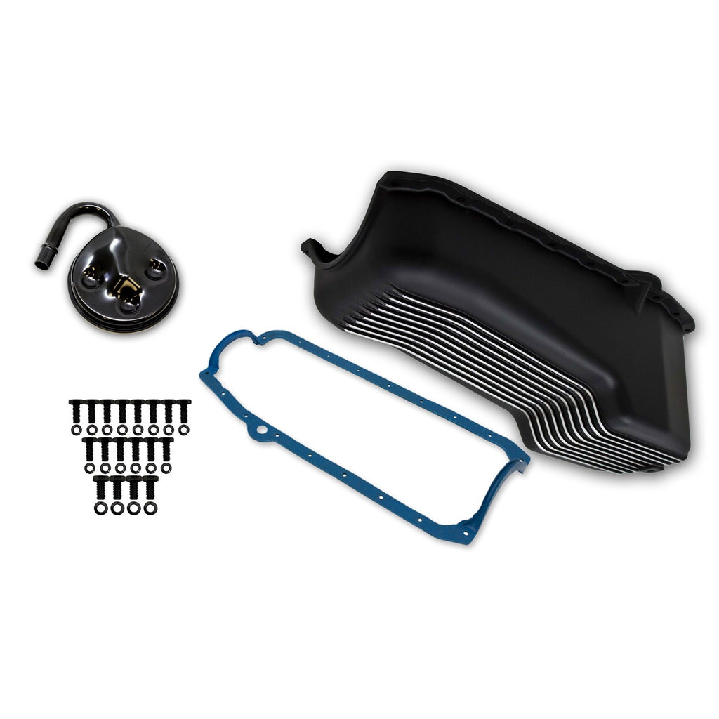 Alum-Oil-Pan-Kit-Blk-Sbc-Finned